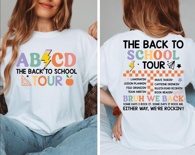 Teacher Shirt, Retro ABCD Back To School Tour Shirt, Teacher Tour Shirt, Kindergarten Teacher, First Day Of School,Teacher Appreciation, BP