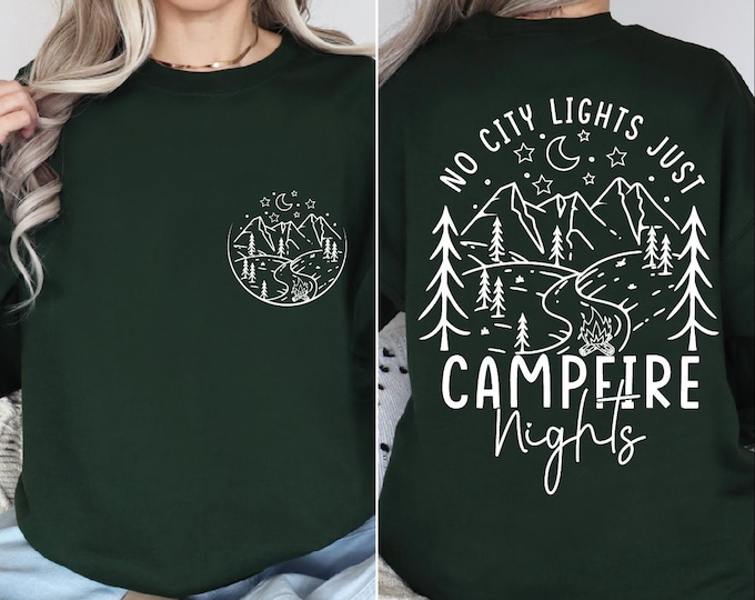 No City Lights Just Campfire Nights Sweatshirt, Campfire Sweater, Camp Lover Gift, Adventure Lover Gift, Family Camping Sweater andHoodie,BP