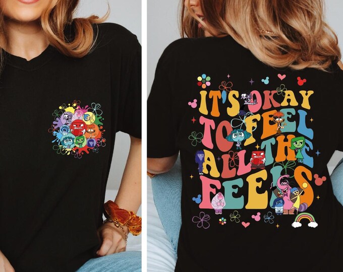 Inside Out It's Ok To Feel All The Feels Comfort Colors Shirt, Joy Sadness Emotions Mental Health Matter, Disney World Disneyland Trip Shirt