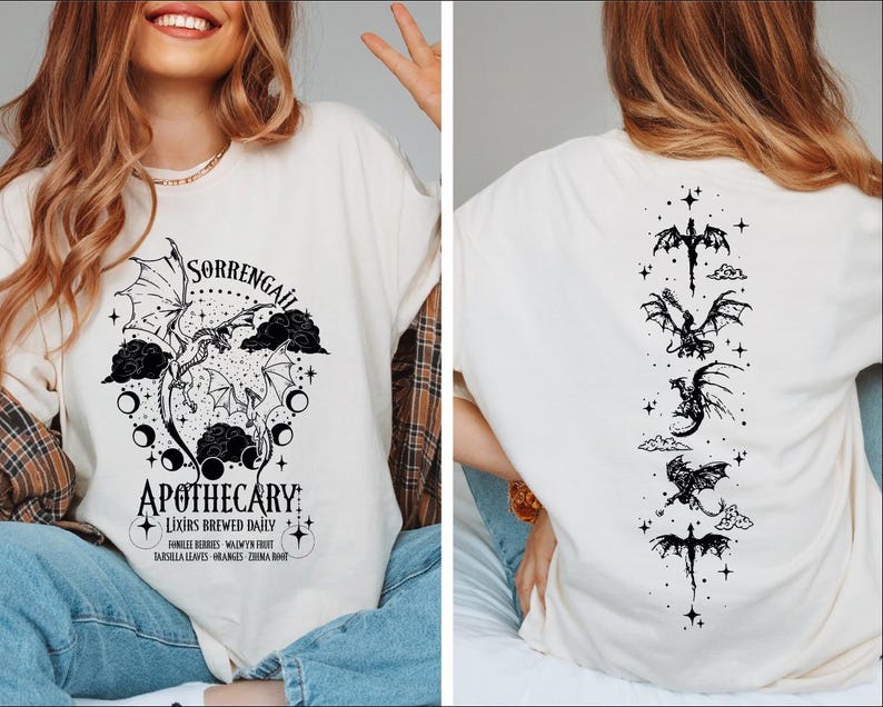 a woman wearing a t - shirt with a graphic on it