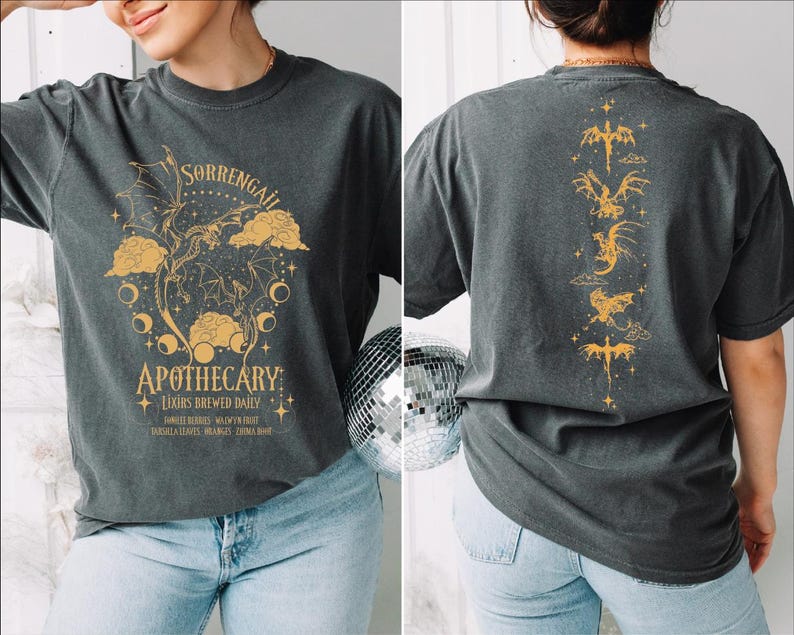 a woman wearing a t - shirt with a graphic on it