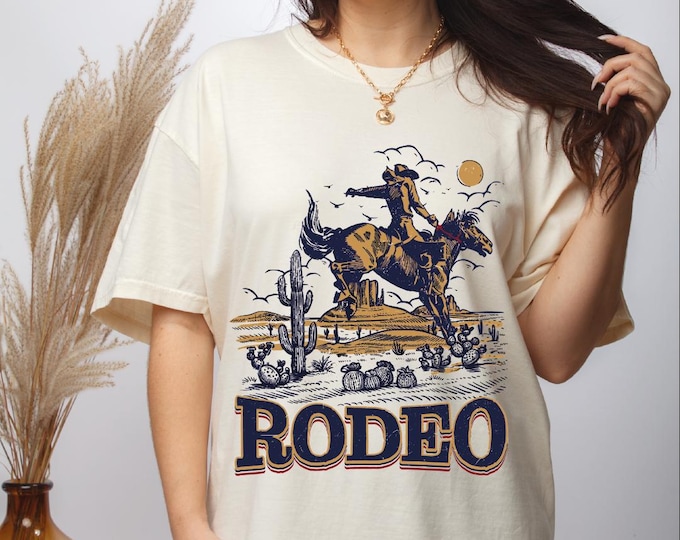 Rodeo Cowboy Comfort Colors Shirt, Western Rodeo Cowboy Shirt, Western Shirt, Country Shirt, Western Rodeo Shirt, Wild West Gift, Horse Tee
