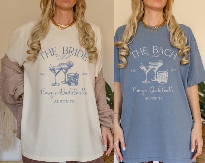 The Bach Club Bachelorette Shirts, The Bride Club Shirt, Custom Location And Name Bachelorette Party Shirts, Luxury Bachelorette Party Gift