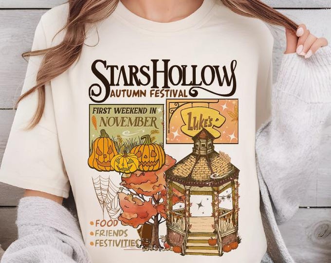 Stars Hallow Comfort Colors Shirt, Retro Fall Vibes Shirt, Stars Hollow Shirt,Luke's Diner Coffee, Autumn Festival,First Weekend in November