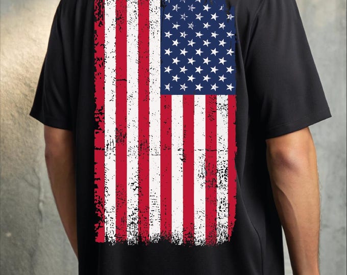 Retro American Flag Shirt, Vintage USA Flag Tee, Patriotic 4th of July Shirt, USA Flag Retro Shirt, Distressed American Flag Back Design Tee