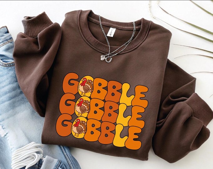 Thanksgiving Gobble Comfort Colors Sweatshirt: Turkey Fall Sweater