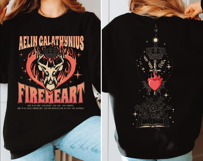 Aelin Galathynius Fireheart Sweatshirt, Throne Of Glass Fan Two-Sided Hoodie, Kingsflame The Thirteen Sweater, Throne of Glass Sweater, BP