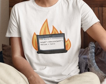 Camiseta "Laptop on Fire R Code", camiseta engraçada para cientista de dados