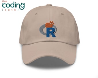 Boné "Gato no Logo do R Stats" - Presente para Cientista de Dados