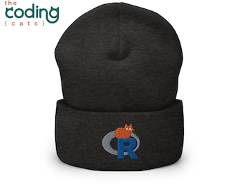 Gorro com estampa de gato e logo do R Stats, presente para cientista de dados