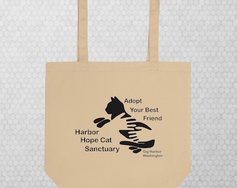 Sacola de algodão orgânico para resgate de gatos Harbor Hope