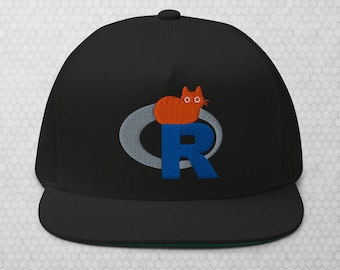 Boné Snapback com aba reta e logo de gato na RStats
