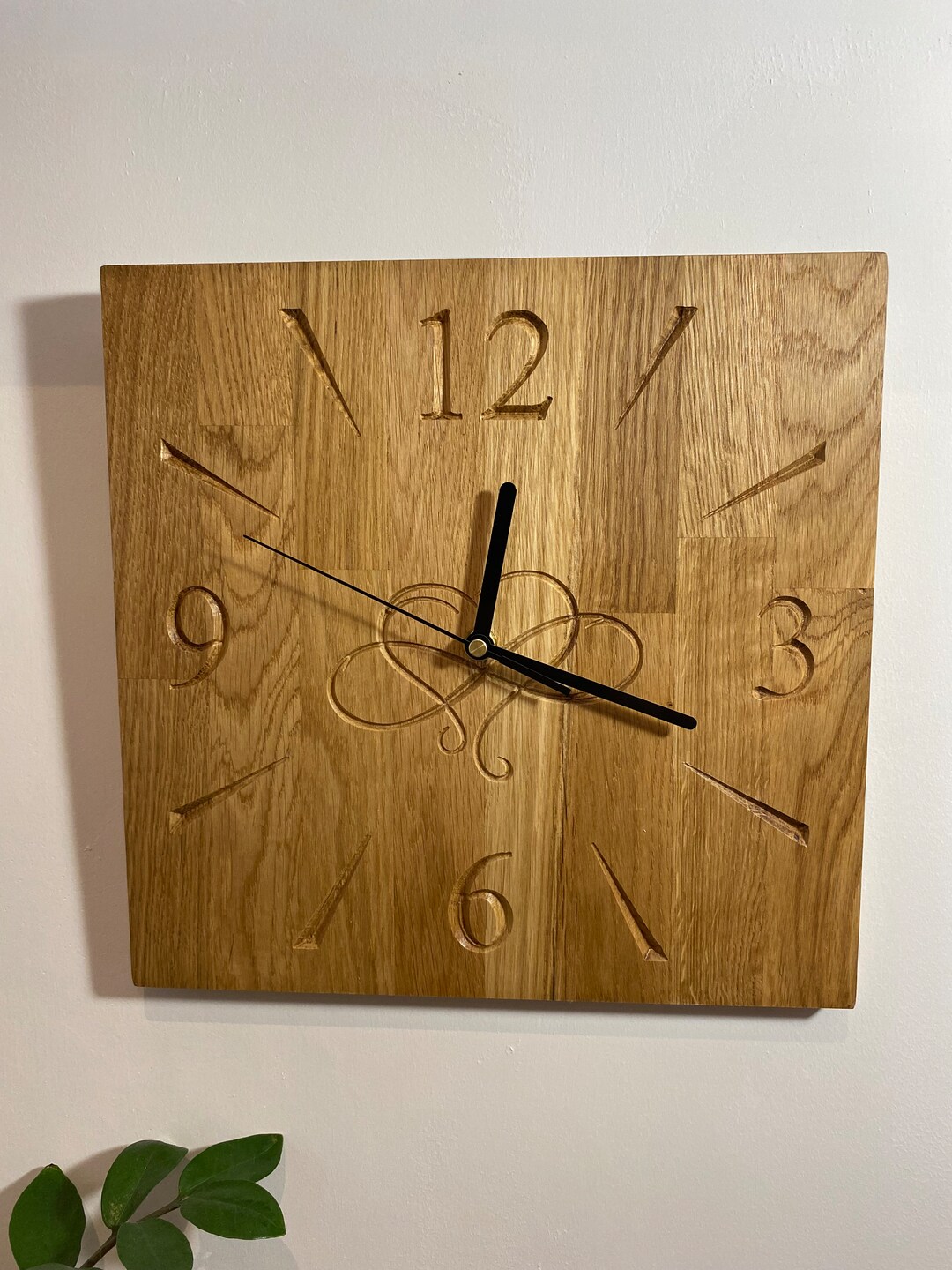 Square Large Wall Clock Wall Clock With Numbers Warm Shade Etsy