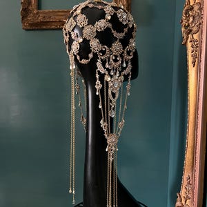 Glamorous gold Headpiece_Gold Wedding Hair Chain_Crystal Head Chain_ Gold Headpiece
