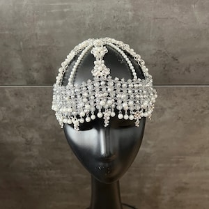Bridal Headpiece  _  Silver Headpiece  _  Silver Headpiece  _ Pearl Headpiece  _  Crystal Headpiece