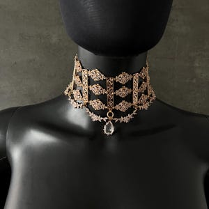 Gold Wedding Choker Necklace_ Bridal Jewelry _Luxurious Gold Choker_ Bridal Choker Necklace _Chic Gold Bridal Necklace _Wedding Choker