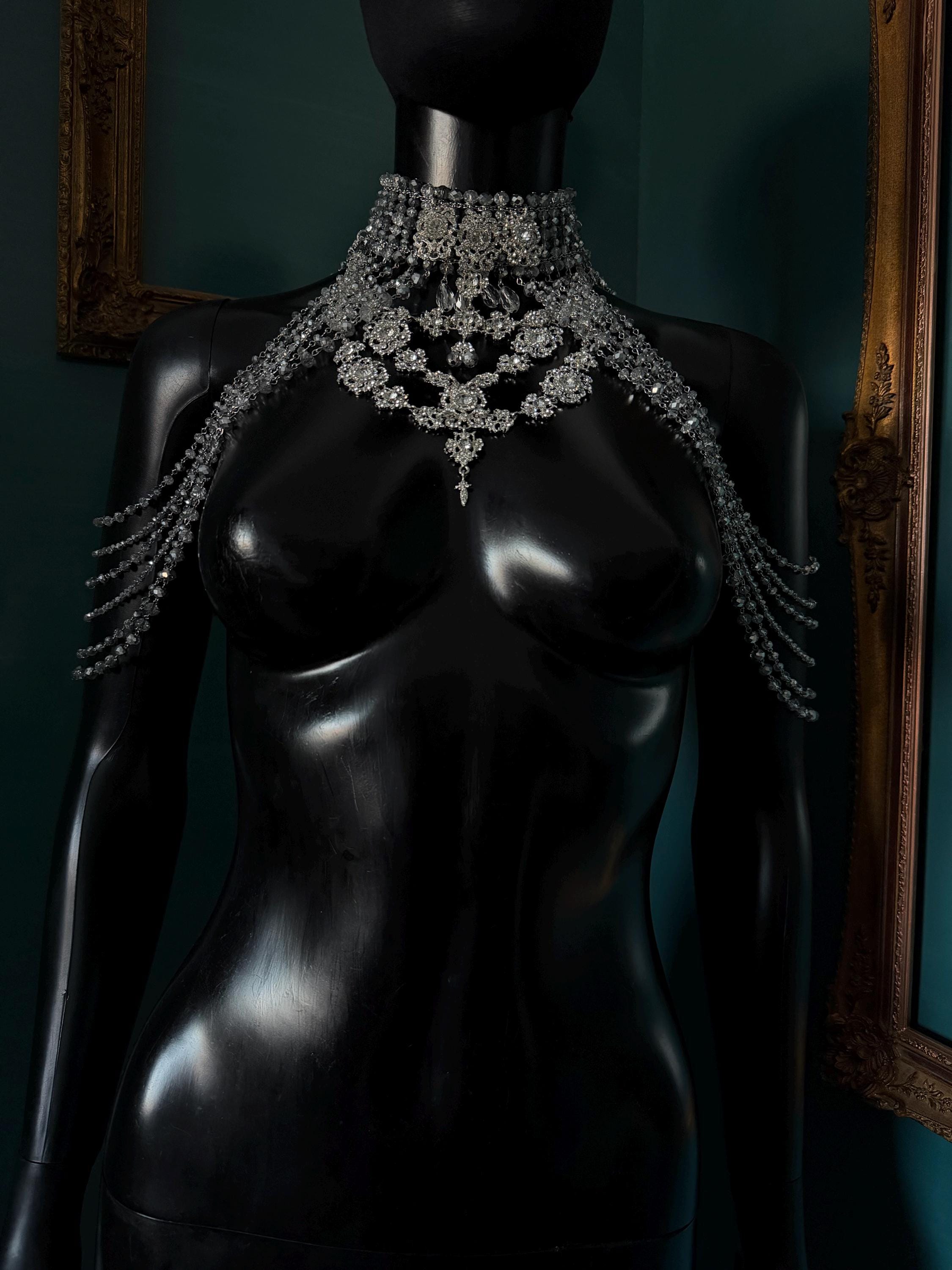 Bridal Shoulder Necklace Statement Wedding Jewelry_Wedding Backdrop Necklace_Shoulder Necklace