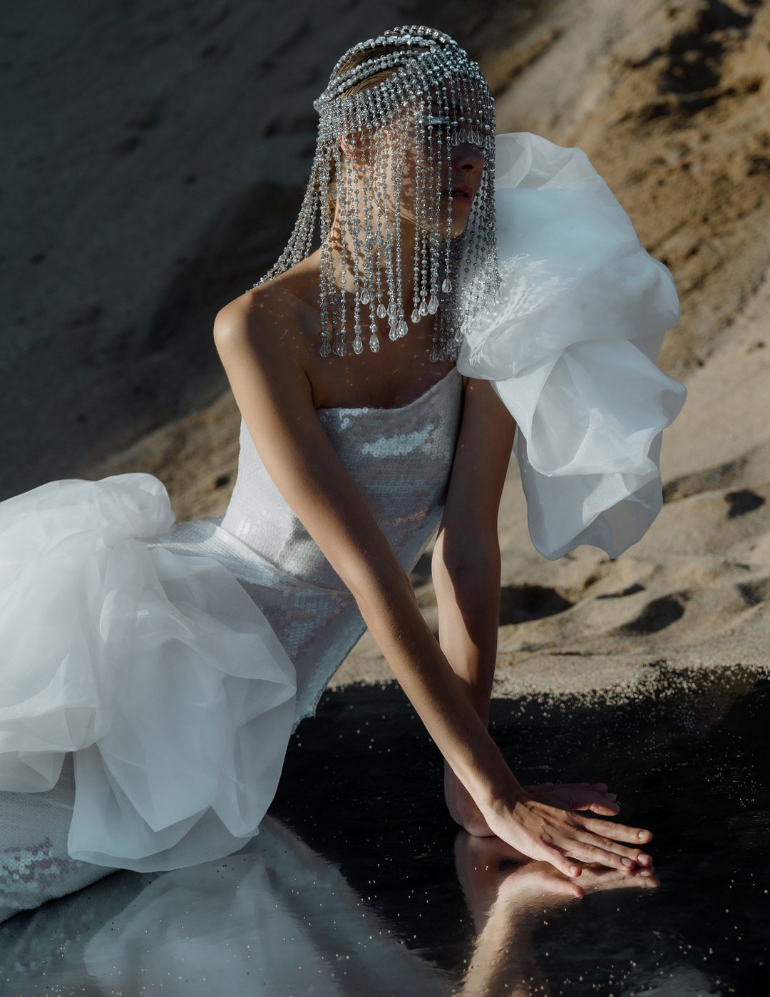 Casque en cristal _ Afficher le casque _Casque argenté _ Casque nuptial _ Casque nuptial