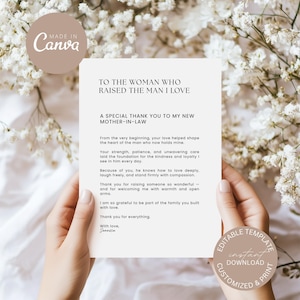 Mother In Law Wedding Gift, Mom of Groom, Mother of the Groom Gift, Mother of the Groom Gift from Bride, Mother In Law Card, Gift From Bride