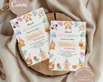 Dog Birthday Invitation: Editable Puppy Pawty Invite (Digital Download)