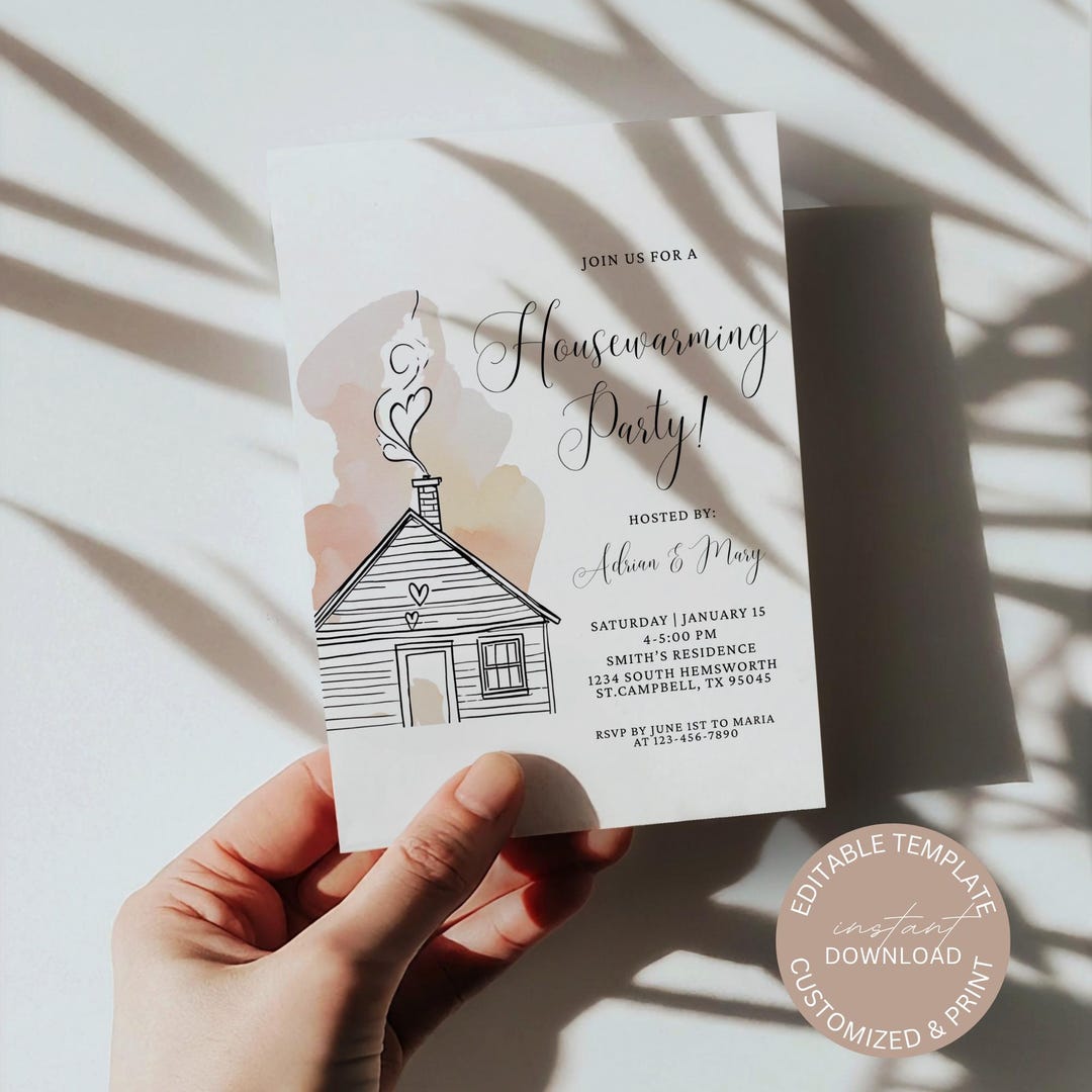 Editable Housewarming Invitation Template: 5x7 E-invite (digital ...