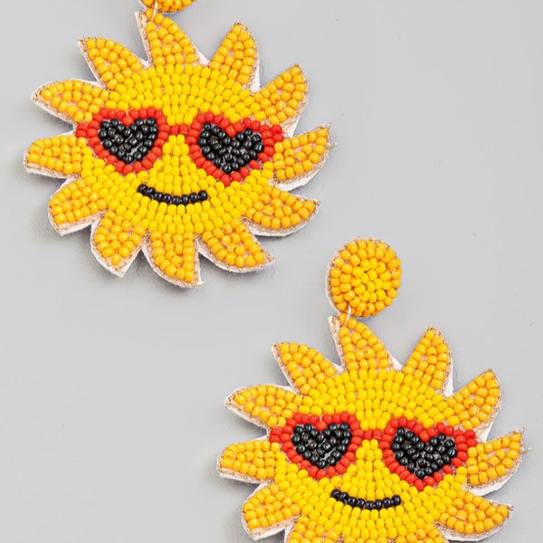 Shine Bright with Seed Beaded Sunglasses Sun Earrings - Fun and Stylish Accessories - Earrings For Her