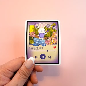 Kawaii Bunny Music Sticker - Cute Rabbit with Headphones Decal for Laptops, Water Bottles & Journals