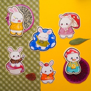 Mushroom Bunny Stickers 6 PCS
