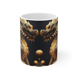 Dragon-Themed Coffee Mug, 11oz - Unique Gift for Dragon Lovers, Fantasy Decor, Artisanal Drinkware, AU Edition