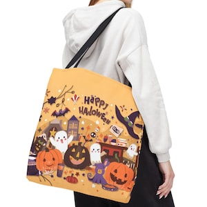 Halloween Cute Tote Bag, Trick or Treat Tote, Spooky Halloween Bag, Pumpkin Tote, Halloween Candy Tote, Halloween Party Bag