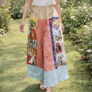 Handmade , Upcycled Vintage Tea Towel Pants