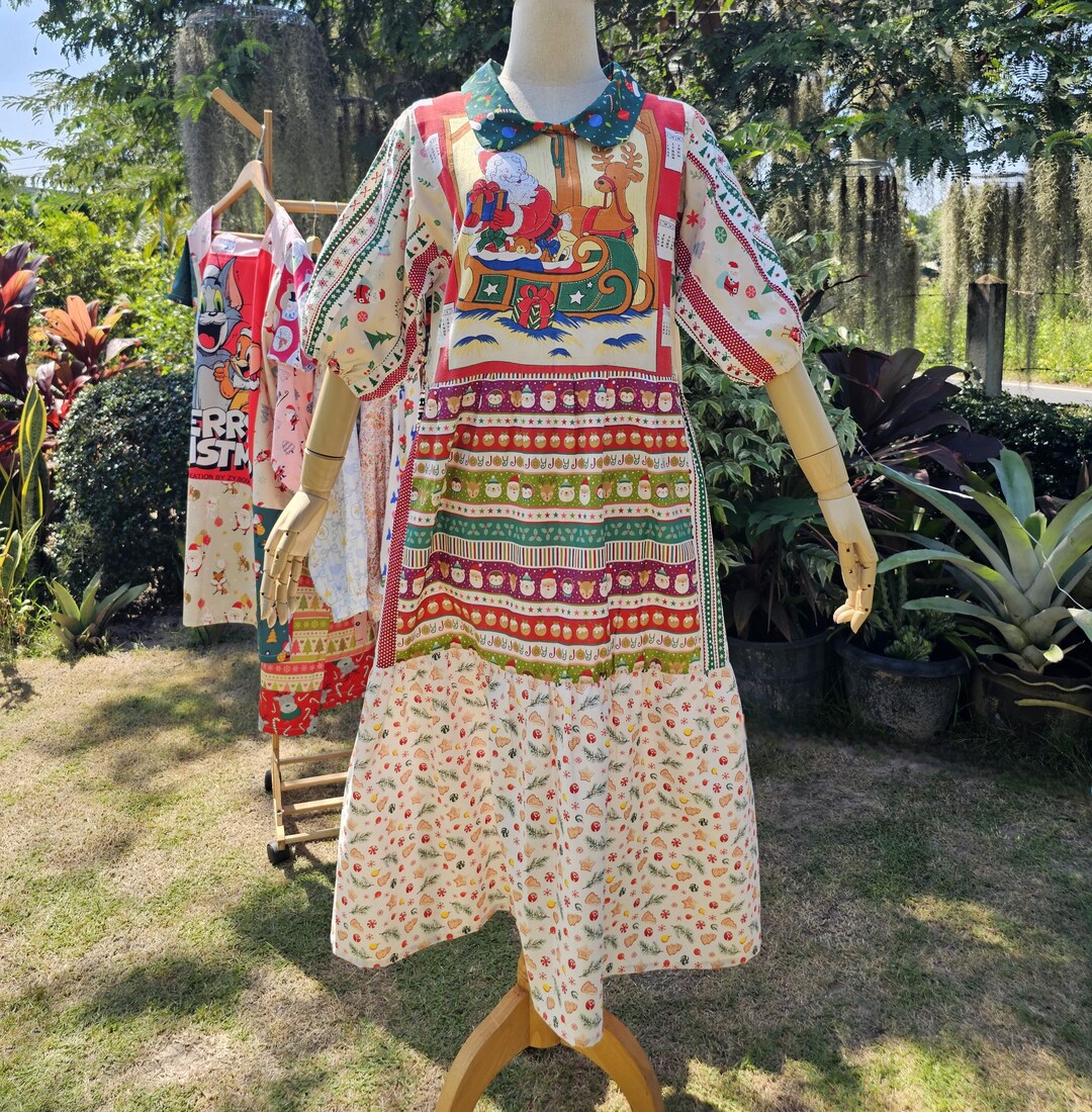 Handmade , Upcycled Vintage Tea Towel Dress for Christmas - Etsy