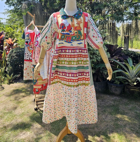 christmas tea dress Handmade , Upcycled Vintage towel for Size:XL - Long Christina Wu Bridesmaid Dress Under $10 Afternoon tea There is only one