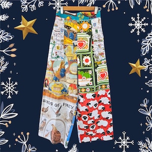 Handmade upcycled vintage tea towel pants