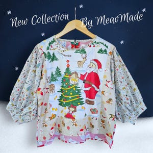 Handmade Upcycled Vintage Tea Towel Blouse for Christmas