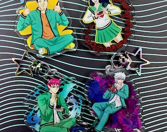 Saiki K Acrylic Keychains. 2.5"| Kusuo Saiki, Nendou, Teruhashi, Kaidou Shun | fan made