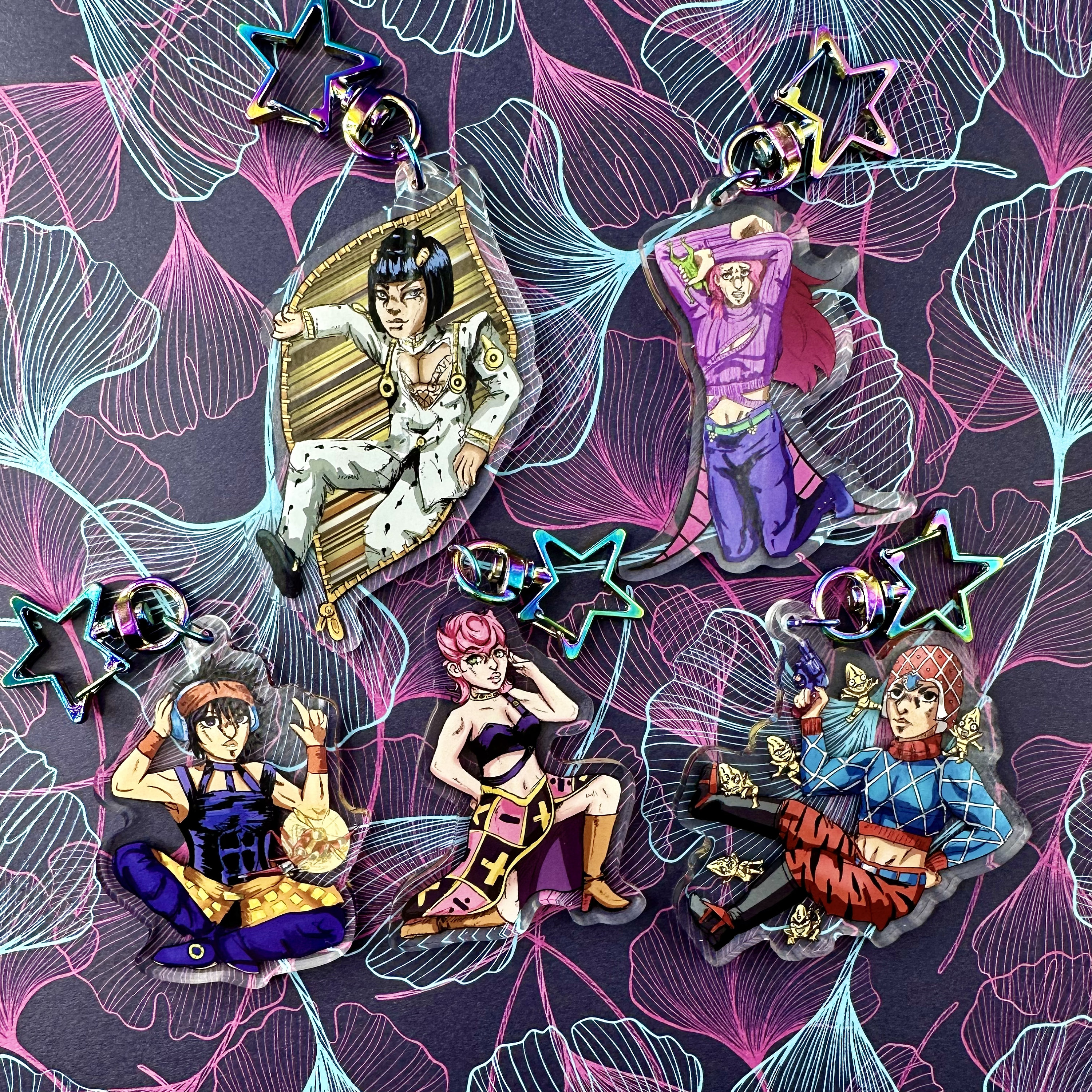 Jojo No Kimyou Na Bouken part 5 Keychains, 2.5" Acrylic Charms. FAN MADE