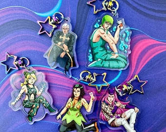 Jojo no Kimyou na Bouken Part 6 Keychains, 2.5&quot; Acrylic Charms.