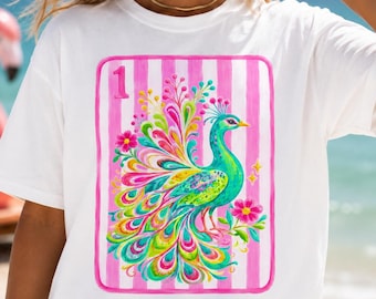 Mahjong Peacock PNG, Summer Mahjong Tile Design, Colorful Peacock Digital Download PNG, Game Night Shirt Print File PNG