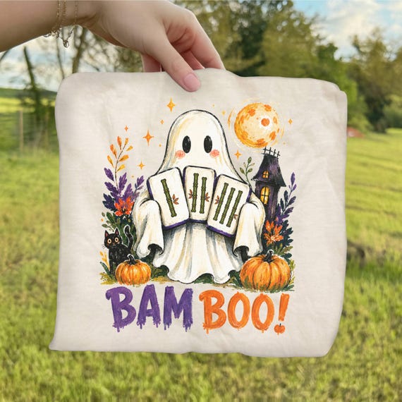 Bam Boo Mahjong PNG, Halloween Mahjong Ghost Design, Spooky Mahjong Lover Gift, Digital Download, Sublimation PNG, Mahjong Party Design