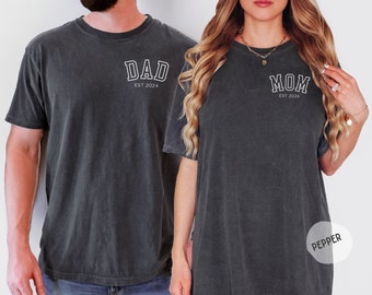 Personalized Mom And Dad Shirt, Mom Est 2024, New Dad Shirt, Couple Matching Shirts, Mom Dad Tshirt , Mom Birthday Gift, Comfort Colors® Tee