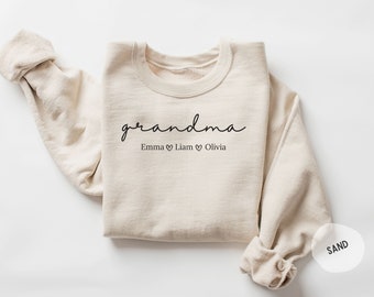 Personalized Grandma Sweatshirt With Names, Custom Grandma Sweater, Nana Sweatshirt Gift, Grandma Gift, Grandma Est 2024, Custom Granny Tee
