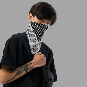 Schwarze Keffiyeh Bandana, Palästinensische Keffiyeh, Schwarze Kufiya, Demonstration, palästinensische Bandana, palästinensische Bandana