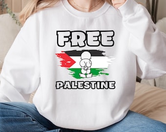 Free Palestine Sweatshirt, Palestine Crewneck, Palestine Solidarity, Leftist Sweatshirt, Handala Shirt, Human Rights Shirt, Palestine Flag