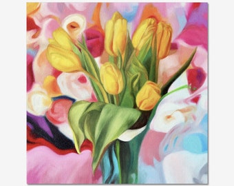 Dreaming of Tulips Art Print | Tulip Print | Floral Art | Dreamy | Bright Art | Yellow Flowers | Abstract Art | Australian Art Reproduction