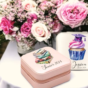 Portagioielli regalo di laurea, portagioielli personalizzato per laurea, regalo per ragazze, organizer per gioielli in pelle, regalo per lei