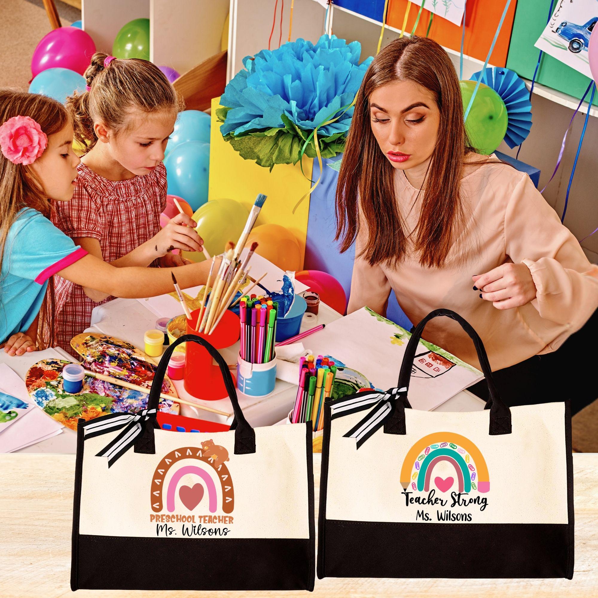 Custom Teacher Affirmations Cotton Canvas Tote Bag Teacher Appreciation ...