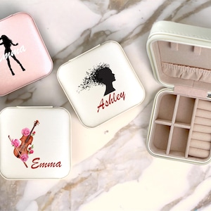 Scatola portagioie natalizia personalizzata regalo per musicista pianista cantante Nome Custodia portagioie in pelle PU personalizzata, scatola portagioie da viaggio,