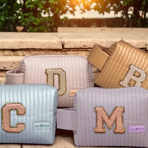 Monogram Personalized Makeup Bag, Custom Leather Teen Junky Makeup Bag , Cosmetic ,Travel Toiletry Bag,Bridesmaid Gift,Birthday gift for her