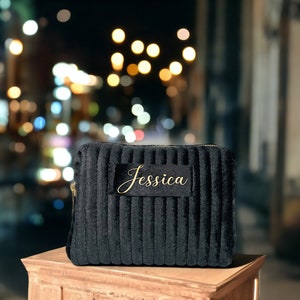 Personalized Makeup Bag for Mother's Day,Custom Makeup Bag Women,Velvet Cosmetic ,Travel Toiletry Bag,Bridesmaid Gift, Birthday gift for her